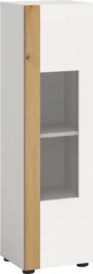 Produktbild von Vitrine >Ruda< stehend / hängend, Weiß / Artisan Eiche Nachbildung - 30x112x33cm (BxHxT)