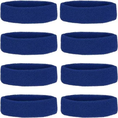 Productafbeelding van Sportieve zweetbanden voor mannen en vrouwen - 8 stuks - blauw - geschikt voor sport, basketbal, tennis, fitness, sportschool, training