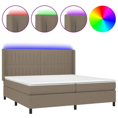 Produktbild von Boxspringbett mit Matratze & LED Taupe 200x200 cm Stoff