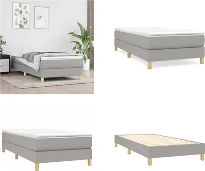Produktbild von vidaXL Boxspringbett Hellgrau 100x200 cm Stoff - Boxspringbett - Boxspringbetten - Bett - Schlafzimmermöbel