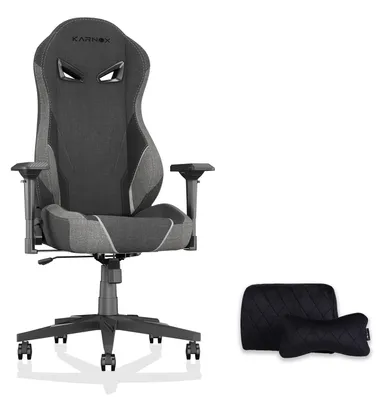 Productafbeelding van KARNOX Gaming stoel, gestoffeerd, hoge rugleuning, hoofdsteun en lendensteun, verstelbaar tot 155 graden - Donkergrijs