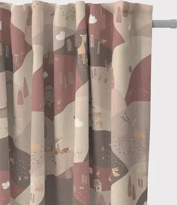 Produktbild von Kinderzimmer Vorhang Waldtiere Hügel rosa 245cm oder Wunschlänge Aufhängung Smok-Schlaufenband