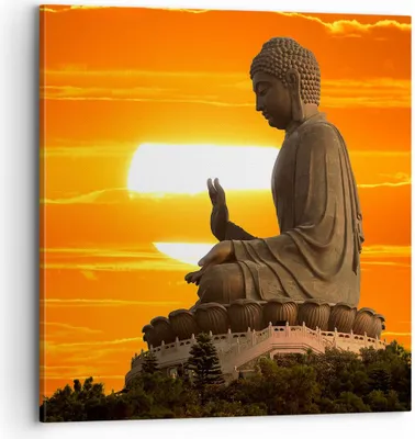 Produktbild von Bild auf Leinwand - Leinwandbild - tempel buddha - 70x70cm - Wand Bild - Wanddeko - Wandbilder - Leinwanddruck - Bilder - Kunstdruck - Wanddekoration - Leinwand bilder - Wandkunst - AC70x70-3532