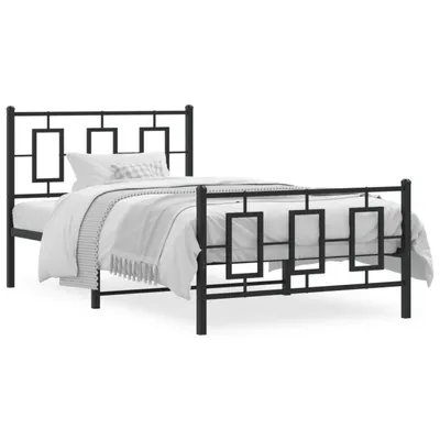 Produktbild von vidaXL Bettgestell mit Kopf- und Fußteil Metall Schwarz 100x200 cm