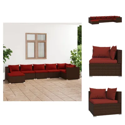 Produktbild von vidaXL 7-tlg. Garten-Lounge-Set mit Kissen Poly Rattan Braun -  Gartenmöbel-Sets