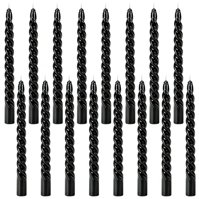 Produktbild von Set mit 16 schwarzen Spiralenkerzen zur Dekoration