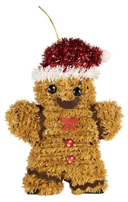Produktbild von Clayre & Eef Weihnachtsanhänger Pfefferkuchenmann 12x3x16 cm Braun Kunststoff