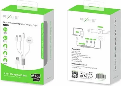 Produktbild von Rixus 4in1 Multi USB Kabel IOS / ANDROID + Magnet iWatch Ladekabel (RXU843)