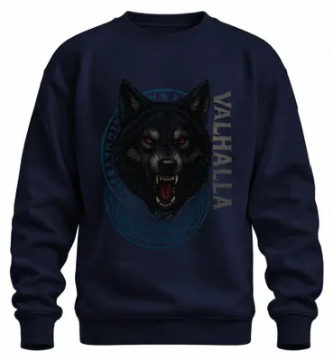 Produktbild von Wikinger Wolf Valhalla Runenkreis nordisch keltisch Fenrir Sweatshirt Pullover, Navy, XL