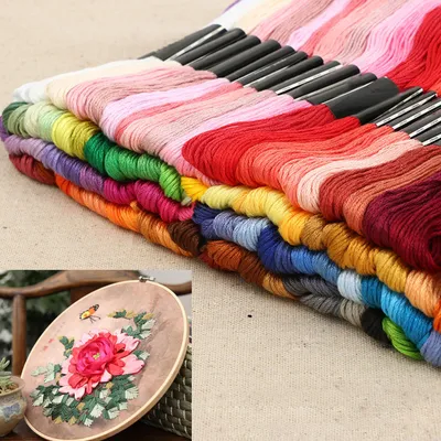 Produktbild von Curtzy Stickgarn Baumwolle Nähgarn Set (100 Stk) – 8m Bunte Wolle Baumwolle Garn in Regenbogen Farben 6-Strang – DIY Häkelgarn Baumwolle zum Basteln,