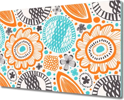 Produktbild von Glas-Herdabdeckplatte Glaskeramikfeldabdeckung Spritzschutz - 80x52 cm - Pastellfarben Blumen