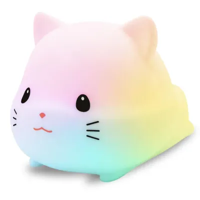 Produktbild von Vulpes Goods Nachtlicht für Kinder mit Touch-Bedienung und 8 Farben, Silikon-LED-Nachtlicht für das Kinderzimmer, USB-aufladbar, Dimmbar, Timer-Funktion, Katze