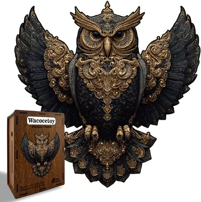 Produktbild von Holzpuzzle Schwarze Eule 207 Teile – Tierpuzzle für Erwachsene