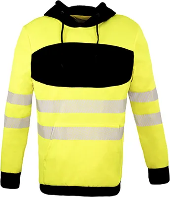 Produktbild von Korntex EOSHO | EOS Hi-Vis Workwear Arbeitspullover mit Kapuze - Farbe: Signal Yellow/Black - Größe: M