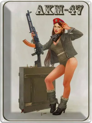 Produktbild von vianmo Blechschild 40x30 cm Gewehr Pinup Kalaschnikow AKM-47