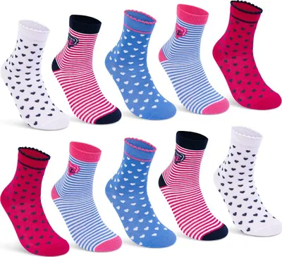 Produktbild von 10 Paar Kinder Socken  Mädchen Baumwolle Kindersocken 54330 - Farbmix 23-26