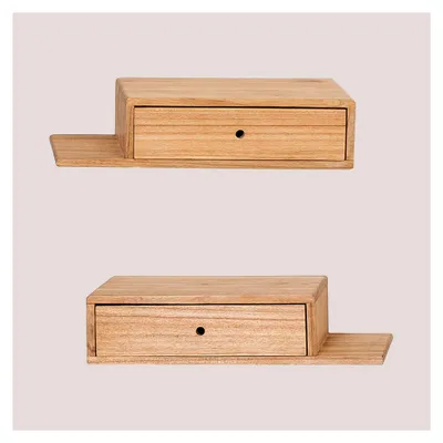 Produktbild von 2er-Set Wand-Nachttische aus Holz