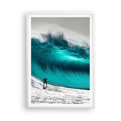 Produktbild von Gerahmtes Poster - Weißer Rahmen - Surfen Welle Türkis - 70x100 cm - Wand Bild - Wanddeko - Wandbilder - Kunstposter - Wandposter - Bilderrahmen - Bilder - Kunstdruck - Wandbild - P2WPA70x100-4351