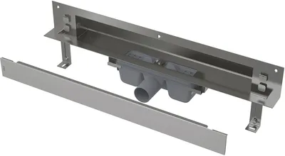 Productafbeelding van Alcadrain APZ5-SHADE afvoersysteem voor inbouw in de wand, afdekrooster van geborsteld roestvrij staal, 750mm