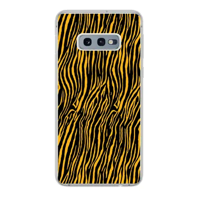 Produktbild von MuchoWow® Handyhülle Schutzhülle Hülle für Samsung Galaxy S10e Tigerdruck - Schwarz - Orange Silikon Softcase Handy Hülle - Handy