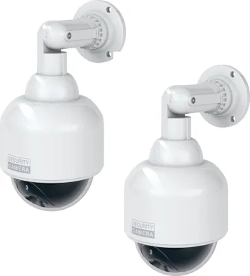 Produktbild von BASI - KA 302 - CCD Kamera-Attrappe - Überwachung - täuschend echte Nachbildung - mit rotem Blinklicht - IP23 - inkl. Befestigungsmaterial und aufklebbares Warnschild - im praktischen 2er Set - 2X1000-0302