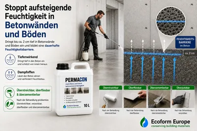 Produktbild von Permacon 5 Liter – 20 m² – Horizontalsperre gegen aufsteigende Feuchtigkeit – Beton und Mauerwerk dauerhaft abdichten