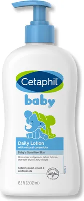 Produktbild von Cetaphil Baby Body Lotion für Kinder, Tageslotion, für feuchtigkeitsspendende und beruhigende Haut, frei von Parabenen und Farbstoffen, mit Ringelblume, 399ml