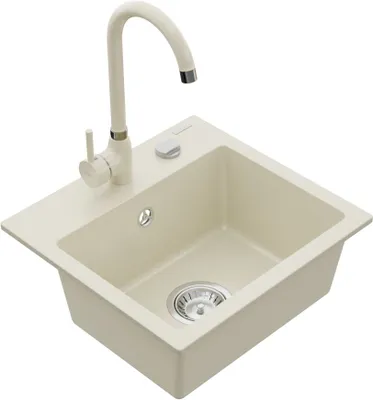 Immagine prodotto di Mexen Milo lavello in granito a 1 vasca con rubinetto da cucina Telma, beige - 6505-69-670200-69