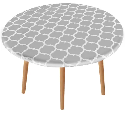 Runde Tischdecke aus Vinyl, grau gestreift, 90-110 cm, wasserdicht