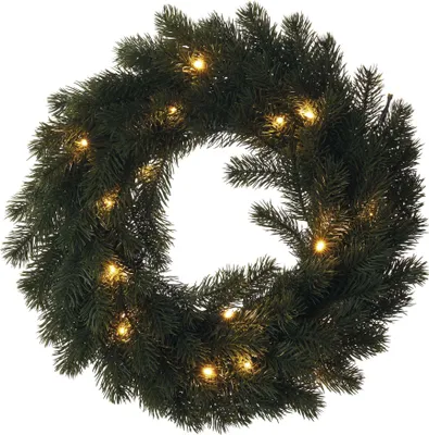 LED Weihnachtskranz, 40 cm, 2x AA, Innen, warmweiss, Timer