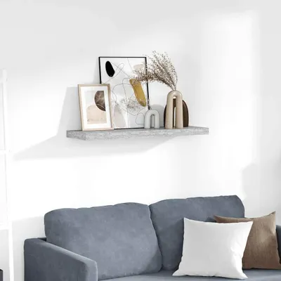 Image de vidaXL Étagère suspendue gris béton 80x23,5x3,8 cm MDF
