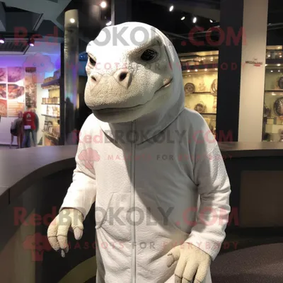 Obrázek produktu pro Postava REDBROKOLY maskota bílého komodského draka oblečená s mikinou a čelenkami
