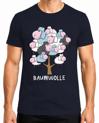 Immagine prodotto di Maglietta da uomo Cotone Sheep Tree Cartoon Cotone Tree Sheep Farm Humour, Marina, XXL