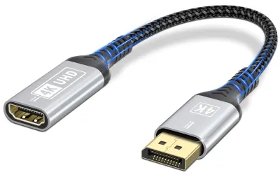 Immagine prodotto di Adattatore DisplayPort a HDMI 4K, convertitore unidirezionale da DP a HDMI con connettori placcati in oro