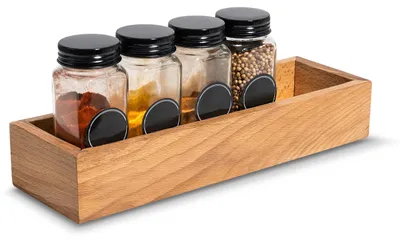 Obrázok produktu pre Creative Deco Drevená úložná krabička | 28 x 9 x 5 cm | Drevená organizérska krabička | Bukové drevo | Podnos na drobnosti, šperky, koreniny