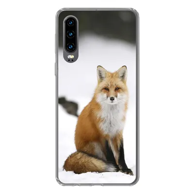 Produktbild von MuchoWow® Handyhülle Schutzhülle Hülle für Huawei P30 Fuchs - Schnee - Winter Silikon Softcase Handy Hülle - Kartenbesitzer