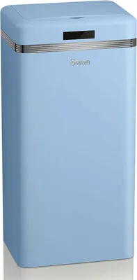 Image de SWAN SWKA4500BLNEU Poubelle rétro avec capteur d'ouverture automatique, métal, 45 L, design vintage bleu