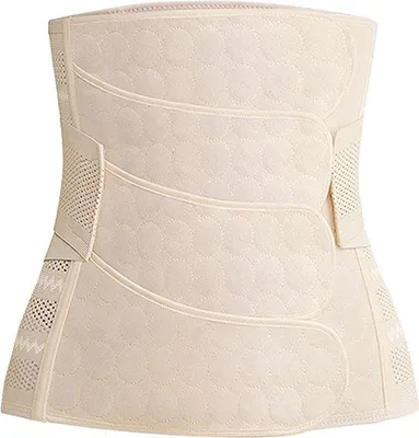 Produktbild von Unyqoos® Postpartaler Stützgürtel – 4‑teilige Bauchbandage zur Erholung nach Geburt (auch Kaiserschnitt), stützt Taille, Rücken & Bauch, Beige, M (65–84 cm)