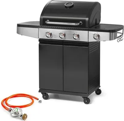 Image de Gril à Gaz Fieldmann FZG 3013, 3 Brûleurs + Brûleur Latéral, Surface de Cuisson 60 x 42 cm, Allumage Automatique, Thermomètre Intégré
