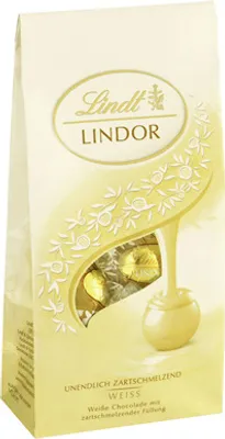 Produktbild von Lindt Lindor Milch-Kugeln weiß Schokolade mit zartschmelzender Füllung (44 %) 8 x 137 g Beutel