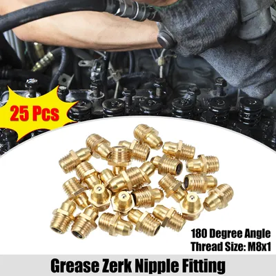 Image de 25pcs M8x1 Voiture Graisse Mamelon Raccord Droit 180 Degré Angle Laiton