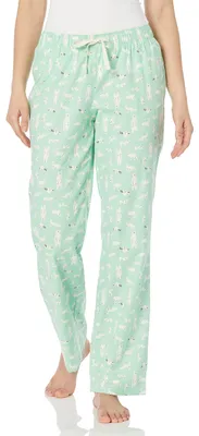 Immagine prodotto di Pantaloni da notte da donna Essentials in flanella, color verde menta, con motivo di animali della foresta, taglia XXS