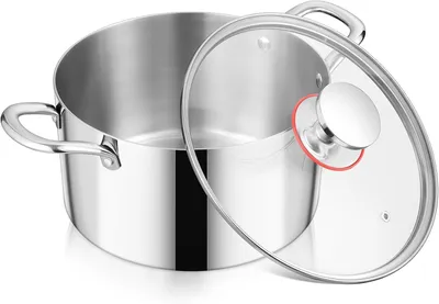 Immagine prodotto di Pentola con manici in acciaio inossidabile, a tre strati, da 1,5 litri, con coperchio in vetro, per la cucina