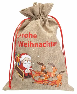 Image de Sac de Noël, Père Noël, traîneau, 22x32 cm