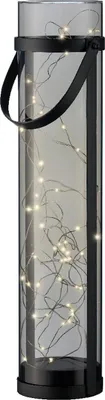 Produktbild von Lumineo Solar LED Laterne Schwarz & Rauchgrau Ø 10 cm Höhe 46 cm 50 Lichter Acryl - warmweiß
