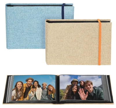 Fotoalbum 10x15 cm, 100 Fotos, 2er-Set, Leinenoptik, beige