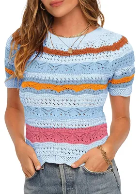 Immagine prodotto di Solidchoice - T-shirt casual da donna con motivo a righe
