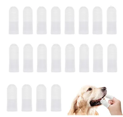 Image de Brosses à dents pour chiens et chats, 20 pièces, blanches, en nylon