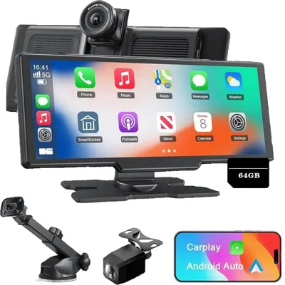 Obrázek produktu pro 9.26 "Přenosné FM 1600*600 autorádio 4K Dash Cam CarPlay Android Auto+Kamera BT AUX