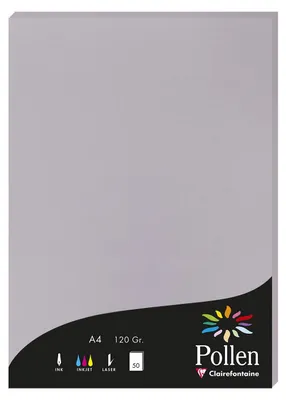 Immagine prodotto di Carta, 120g, formato DIN A4, color grigio "Koala", marca Clairefontaine Pollen, confezione da 50 fogli